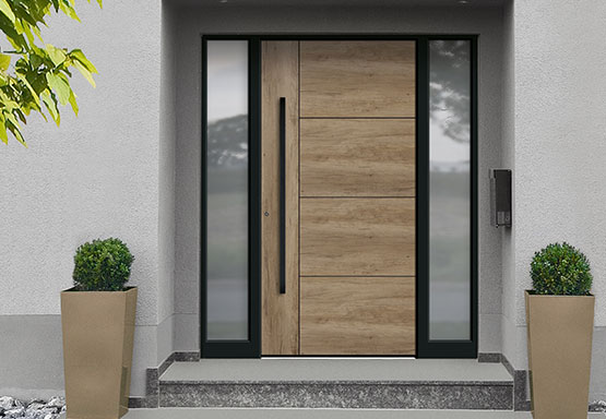 HELT wood-effect aluminium entry door